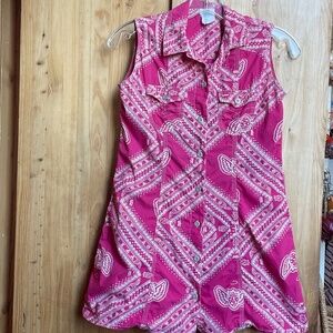 OILILY Winged Strawberry Angels with Crowns Pink Poplin Western Dress 7 122 RARE